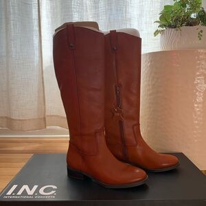 INC International Concepts, Fawne Cognac Knee-High Boots. Leather